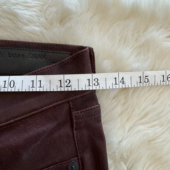 Rag & Bone Red Dark Burgundy Mid Rise Lamb Leather Skinny Pants 25 NWT - Picture 13 of 14